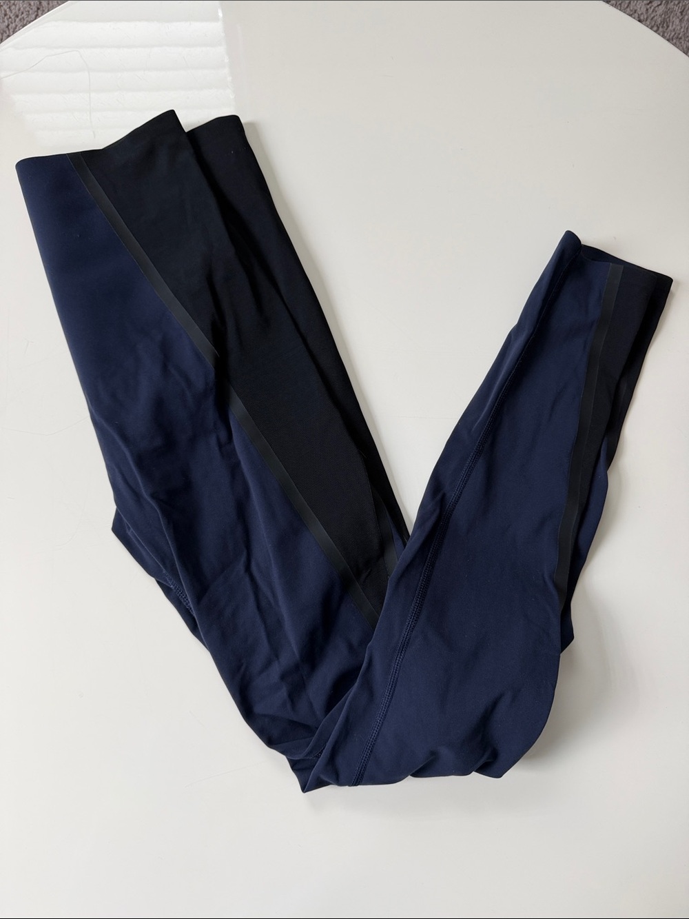 SPANX Navy Blue and Black High-Rise Leggings